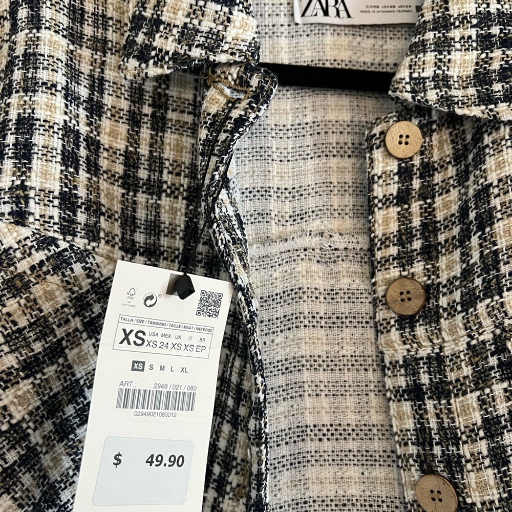 Zara plaid jacket, brand new with tags! - size XS
